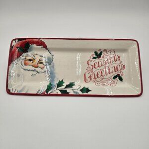 St. Nicholas Square Christmas Traditions Ceramic Santa Platter Holiday Decor